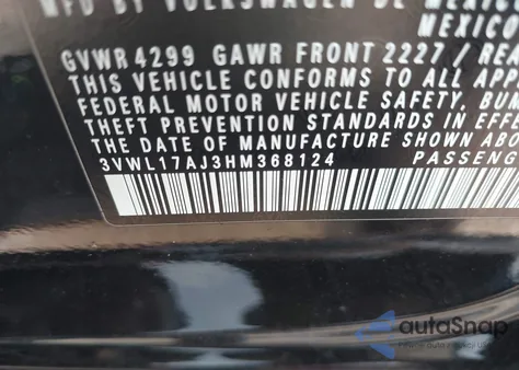 2017 Volkswagen Jetta 1.8T Sel/1.8T Sel Premium из США, поврежденный, VIN 3VWL17AJ3HM368124